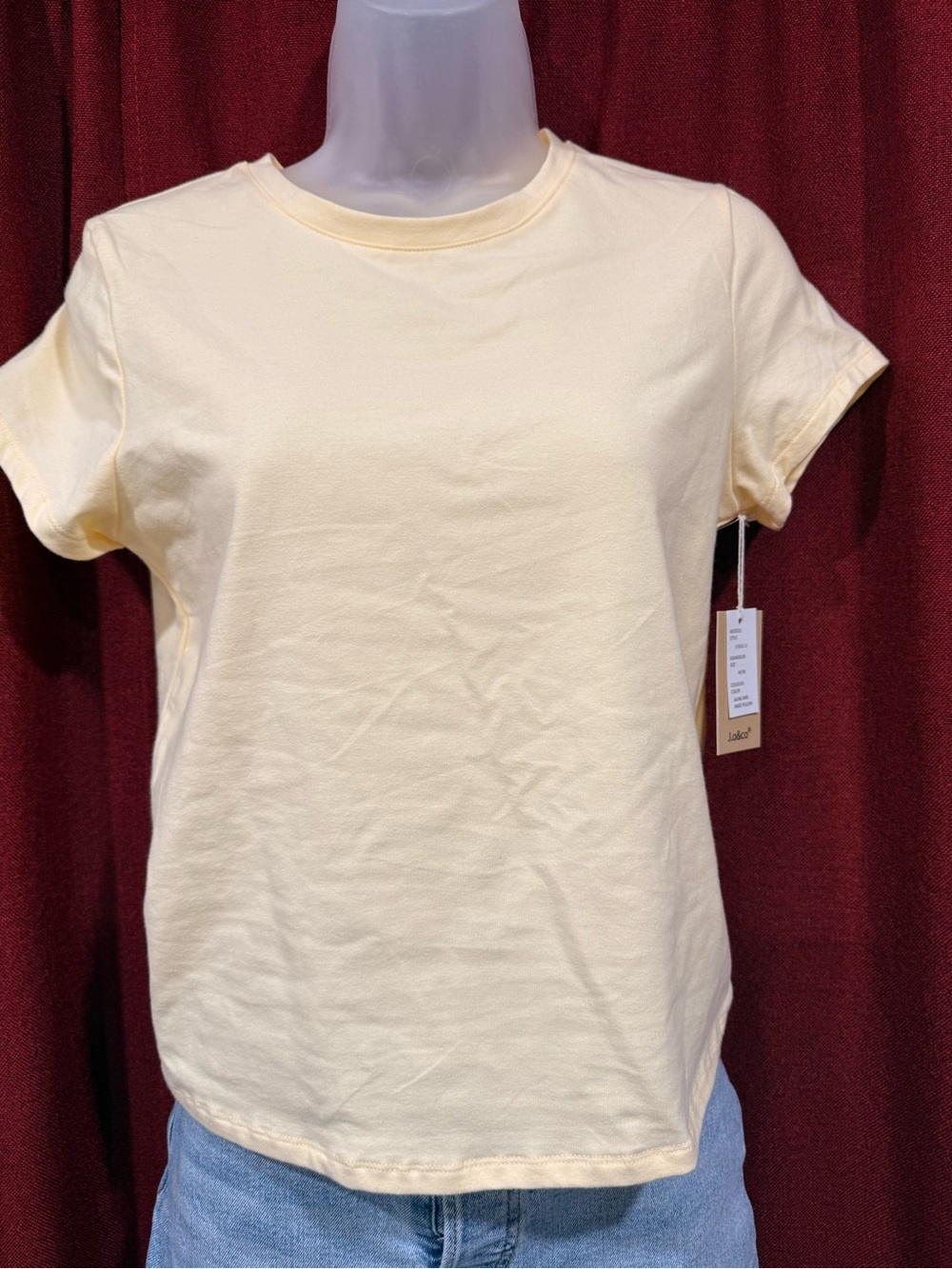 Everyday Crewneck Tee - Soft Pale Yellow stretchy